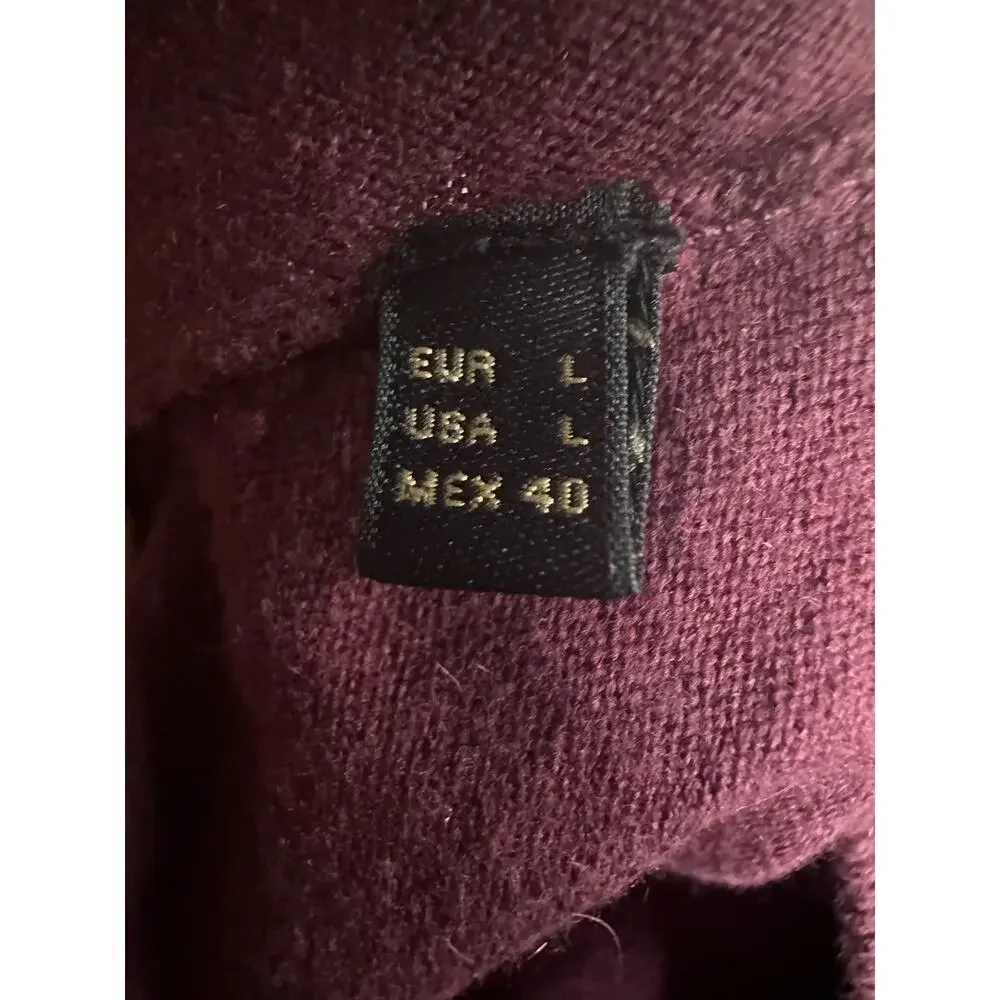 Massimo Dutti Sz L Cotton Silk Cashmere Sweater Faux‎ Suede Elbow Patch Academia